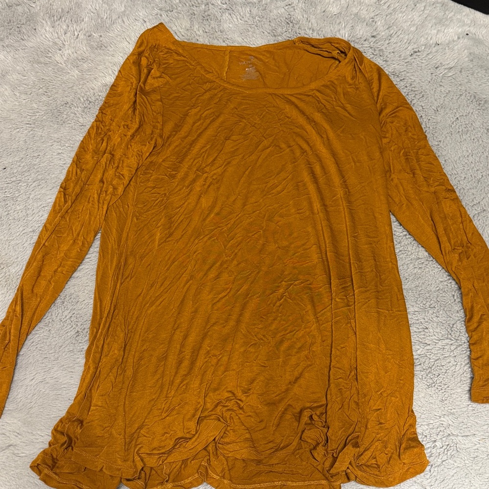 Vanity Long Sleeve Scoop Neck Top - Mustard Gold
